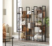 LEDREM 5-Tier Bookcase With 14 Shelves, Book Shelf With Metal Frame, 24 X 158 X 166 Cm