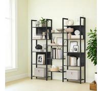 LEDREM 5-Tier Bookcase With 14 Shelves, Book Shelf With Metal Frame, 24 X 158 X 166 Cm, Black