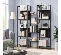 Ledrem 5-Tier Bookcase With 14 Shelves, Book Shelf With Metal Frame, 24 X 158 X 166 Cm, Black