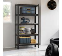 LEDREM 5-Tier Shelving Unit, Steel Shelving Unit For Storage, Load Capacity 650 Kg, 30 X 75 X 150 Cm, Greige
