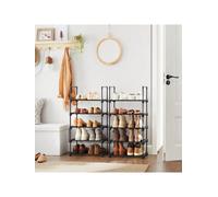 LEDREM 5-Tier Shoe Rack, Shoe Storage Organiser, Set Of 2 Metal Storage Rack, Stackable Shoe Shelf, For Hallway, Living Room
