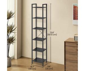 LEDREM 6-Tier Bookshelf, Bookcase, Shelving Unit,30 X 40 X 187.5 Cm, Industrial