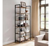 Ledrem 6-Tier Bookshelf, Modern Basic Narrow Shelving Unit With Metal Frame, 78 X 30 X 185.5 Cm, Rustic Brown