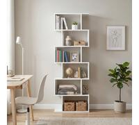 Ledrem 6 Tier Bookshelf, Room Divider Display Shelf For Living Room, Bedroom, Office, White