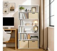 Ledrem 6-Tier Freestanding Bookcase, Open Storage Shelving Unit, Home Display Rack, Cloud White, 24 X 80 X 160.7 Cm