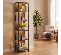 Ledrem 6-Tier Led Bookcase, Tall Shelf Unit, Display Shelves, 40 X 30.3 X 178 Cm, Black