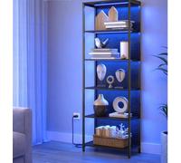 Ledrem 6-Tier Led Bookcase, Tall Shelf Unit, Display Shelves, 60 X 30.3 X 178 Cm, Black
