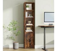 Ledrem 6-Tier Tall Bookcase, Bookshelf, Book Shelf With Door, Open Storage Shelf, 24 X 31.8 X 175 Cm, Rustic Brown