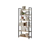 LEDREM 6-Tier Tall Bookshelf, Large Bookcase, Steel Frame, Freestanding Shelf Unit For Living Room, Bedroom, Home Office