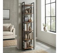 Ledrem 6-Tier Tall Bookshelf, Narrow Bookcase With Steel Frame, Skinny Book Shelf For Living Room, Study, Brown And Black