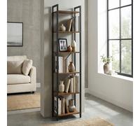 Ledrem 6 Tier Tall Narrow Steel Frame Bookshelf For Living Room Study, Dual Black Finish
