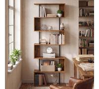Ledrem 7-Tier S-Shaped Bookshelf, Freestanding Display Shelf For Living Room And Office, 60 X 23 X 190.5 Cm, Tan And Black