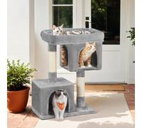 LEDREM 84 Cm Cat Tree, Plush Cat Tower, Perfect Cat Tree With Large Cat Perch, 2 Cat Caves, Thick Cat Scratching Post, Cat Furniture