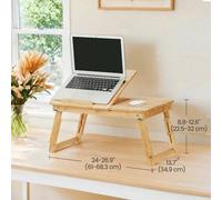 SONGMICS Laptop Table Laptop Stand Breakfast Tray Folding Legs Bed Sofa Height Adjustable for up to 15.6 inch Laptops (61-68.3) x 34.9 x (22.5-32) cm Natural LLD01N