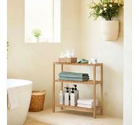 LEDREM Bamboo Storage Shelf, 3-Tier Shelving Unit, Multifunctional, In The Hallway, Bathroom, Living Room, Balcony, Kitchen, Natural