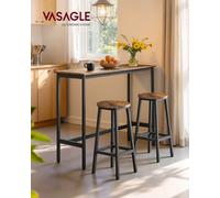 LEDREM Bar Stools Set Of 2, Kitchen Stools, Bar Chairs With Metal Frame And Footrest, Easy To Assemble, For Kitchen, Living Room