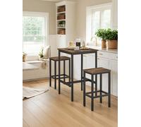 Ledrem Bar Table And Stools Set Of 3, High Kitchen Table With 2 Bar Chairs, Dining Room, Space Saving For Breakfast