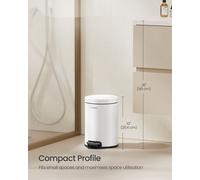 LEDREM Bathroom Pedal Bin, 0.8 Gallon (3 L) Steel Toilet Bin With Soft-Close Lid, Inner Bucket, For Waste, Bedroom, Cloud White