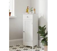 LEDREM Bathroom Storage Cabinet, Slim Bathroom Storage Unit, Freestanding Bathroom Organiser With Drawer And Shutter Door