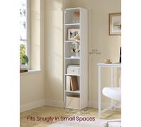 LEDREM Bookcase, 6-Tier Bookshelf, Open Storage Shelf, Shelving Unit, 24 X 30.2 X 160.7 Cm, For Living Room,cloud White