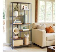 Large Heavy Duty Bookcase Storage Rack Rustic Industrial Bookshelf Metal Frame