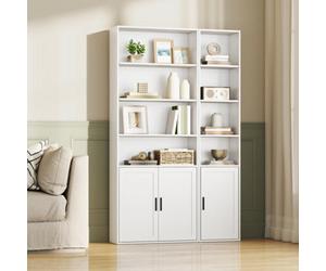 LEDREM Bookcase, 6-Tier Tall Bookshelf, Book Shelf With Door, Shelving Unit, 24 X 31.8 X 175 Cm, For Living Room, Home Office