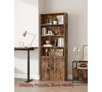 LEDREM Bookcase, 6-Tier Tall Bookshelf, Book Shelf With Doors, Shelving Unit, 24 X 60 X 175 Cm, For Living Room, Rustic Brown