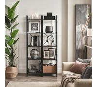 LEDREM Bookcase, Bookcase 5-Tier Storage Rack With Standing Display With Steel Frame