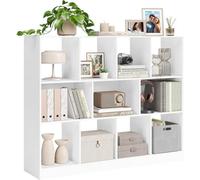 LEDREM Bookcase, Bookshelf, Freestanding Storage Unit, 11 Open Compartments,upside Down, 30 X 126 X 100 Cm,white