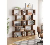 LEDREM Bookshelf, 5-Tier Bookcase, Room Divider, Cube Display Shelf, Freestanding Storage Shelf, For Living Room, Bedroom, Rustic Brown