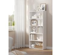 LEDREM Bookshelf, 5-Tier Bookcase, Storage Shelving Unit, Display Shelf With Open Compartments, Adjustable Storage Shelves, Cloud White