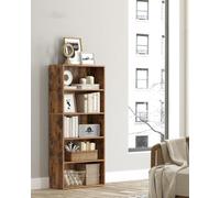 LEDREM Bookshelf, 5-Tier Bookcase, Storage Shelving Unit, Display Shelf With Open Compartments,bedroom, Rustic Brown