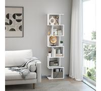 LEDREM Bookshelf, 6-Tier Bookcase, 24 X 40 X 191 Cm, Room Divider, Cube Display Shelf, Freestanding Storage Shelf
