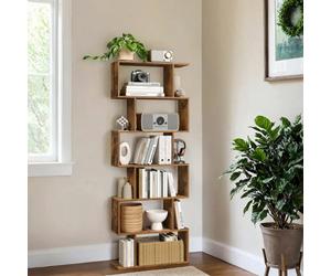 LEDREM Bookshelf, 6-Tier Bookcase, Room Divider, Cube Display Shelf, Freestanding Storage Shelf, For Living Room, Bedroom, Office
