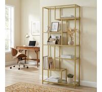 Ledrem Bookshelf, 6-Tier Tall Bookcase, Display Shelf, Plant Stand, 11.8 X 31.5 X 70.9 Inches, Gold Color