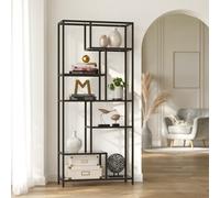 LEDREM Bookshelf, 6-Tier Tall Bookcase, Display Shelf, Plant Stand