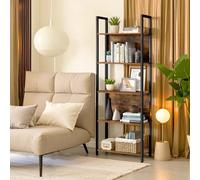 LEDREM Bookshelf, Storage Shelf, Kitchen Shelf With 5 Shelves, Stable Steel Structure, For Living Room, Entryway, Hallway