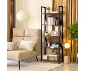 LEDREM Bookshelf, Storage Shelf, Kitchen Shelf With 5 Shelves, Stable Steel Structure, For Living Room, Entryway, Hallway