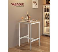 LEDREM Breakfast Bar, Square Tall Bar Table, Heavy-Duty Steel Frame, 60 X 60 X 92 Cm, Easy Assembly, For Kitchen Living Room