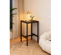 LEDREM Breakfast Bar, Square Tall Bar Table, Heavy-Duty Steel Frame, 60 X 60 X 92 Cm,ebony Black And Black