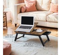 LEDREM Breakfast Tray With Folding Legs, Laptop Desk With Tilting Top, Fits Up To 15.6 Inches Laptop, Rustic Brown