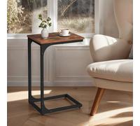 LEDREM C-Shaped Side Table, Bedside Table, Sofa Side Table, Coffee Table, With Metal Frame, Industrial, For Living Room, Bedroom