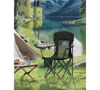 LEDREM Camping Chairs Set Of 2, Outdoor Folding Chairs, High Backrest,ink Black