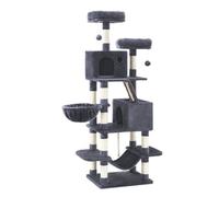 LEDREM Cat Tree, 168 Cm Large Cat Tower Condo With 13 Scratching Posts, 1 Scratching Ramp, 2 Perches, 2 Caves, Basket, Hammock, Pompoms,