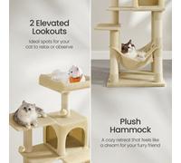 LEDREM Cat Tree, Cat Tower For Large Cats, Ultra-Soft, White-Brown Ombré