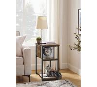 LEDREM Cat Tree, End Table, Scratching Post And Mat, Rustic Brown