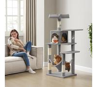 LEDREM Cat Tree For Indoor Cats, Multi-Level Cat Condo With 4 Scratching Posts, 2 Perches, Hammock