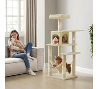 LEDREM Cat Tree For Indoor Cats, Multi-Level Cat Condo With 4 Scratching Posts, 2 Perches, Hammock