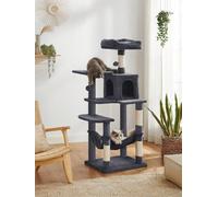 FEANDREA Cat Tree Multi-Level Plush Cat Condo, 55x45x143cm, Smoky Grey