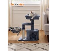 LEDREM Cat Tree, Small Cat Tower, Kitten Scratching Post, Smoky Grey